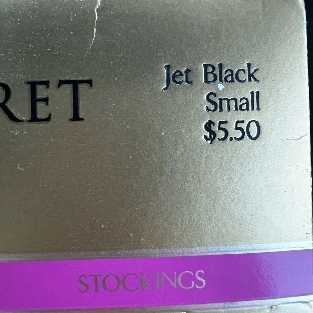 New VICTORIA’S SECRET Silky Sheer Thigh Highs for Garter Belt Jet Black Vintage